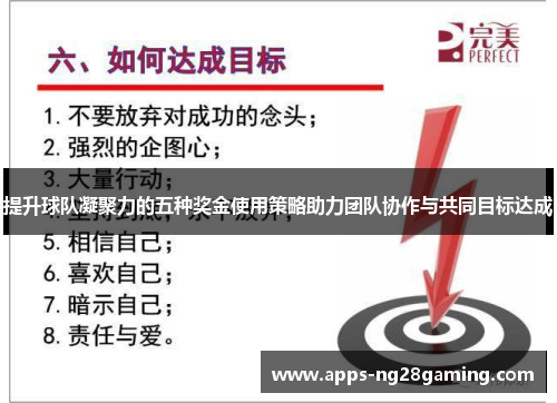 提升球队凝聚力的五种奖金使用策略助力团队协作与共同目标达成 提升球队凝聚力的五种奖金使用策略助力团队协作与共同目标达成
