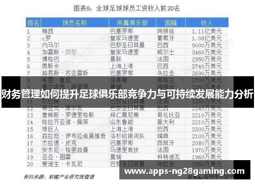 财务管理如何提升足球俱乐部竞争力与可持续发展能力分析 财务管理如何提升足球俱乐部竞争力与可持续发展能力分析